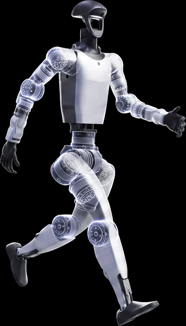 The Unitree G1+ humanoid robot walking