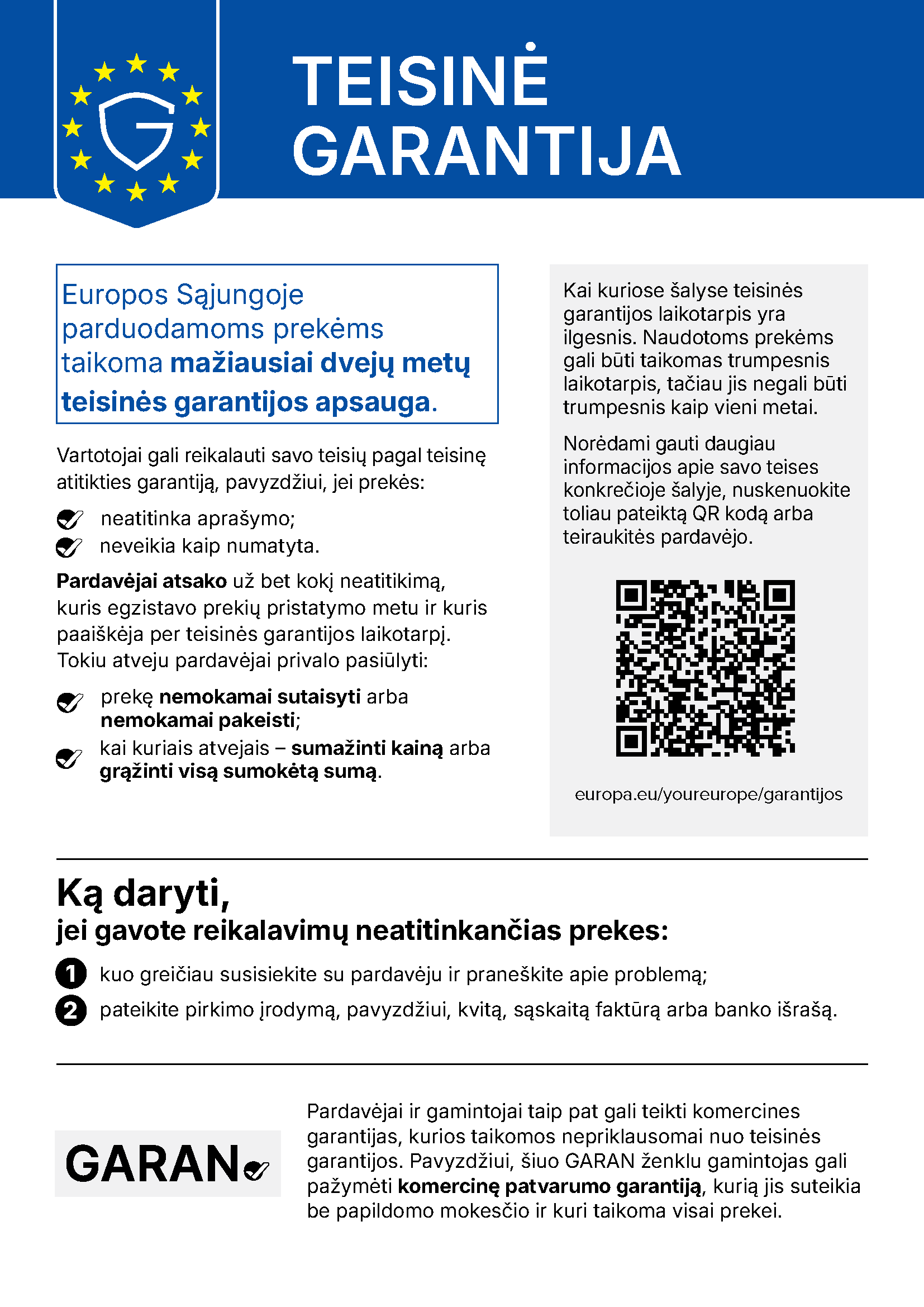 Europos Sąjungos suderintas pranešimas apie teisinę atitikties garantiją